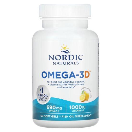 Nordic Naturals Omega-3d 690mg Lemon Softgels 60 Softgels