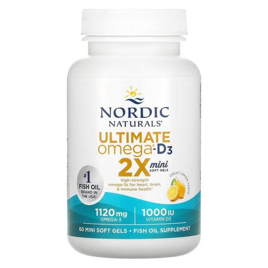 Nordic Naturals Ultimate Omega 2x Mini Softgels With Vitamin D3 60 Softgels