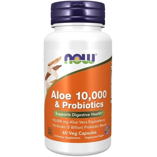 NOW Foods Aloe 10000 & Probiotics Capsules 60 Capsules