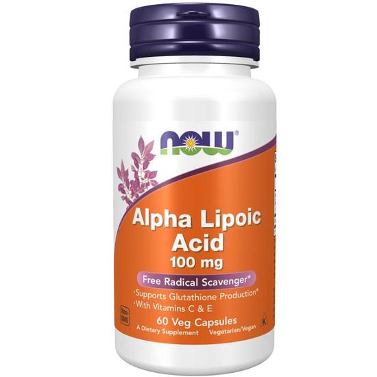 NOW Foods Alpha Lipoic Acid With Vitamins C & E 100mg Capsules 60 Capsules