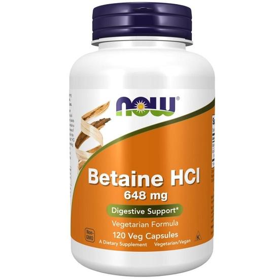 NOW Foods Betaine HCl 648mg Capsules 120 Capsules