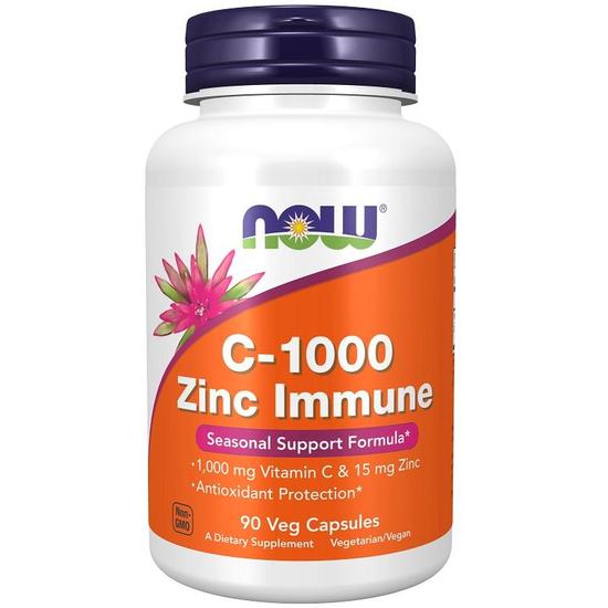 NOW Foods C-1000 Zinc Immune Capsules 90 Capsules