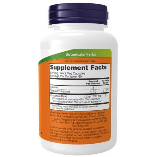 NOW Foods Cinnamon Bark 600mg Capsules 120 Capsules