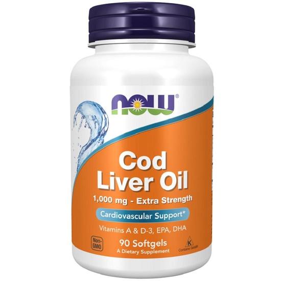 NOW Foods Cod Liver Oil 1000mg Extra Strength Softgels 90 Softgels