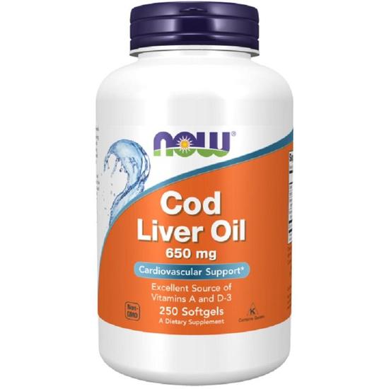 NOW Foods Cod Liver Oil 650mg Softgels 250 Softgels