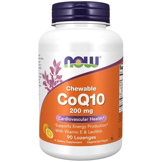 NOW Foods CoQ10 With Lecithin & Vitamin E 200mg Chewable Lozenges 90 Lozenges