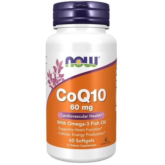 NOW Foods CoQ10 With Omega-3 60mg With Softgels 60 Softgels