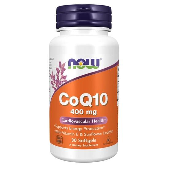 NOW Foods CoQ10 With Vitamin E & Sunflower Lecithin 400mg Softgels 30 Softgels