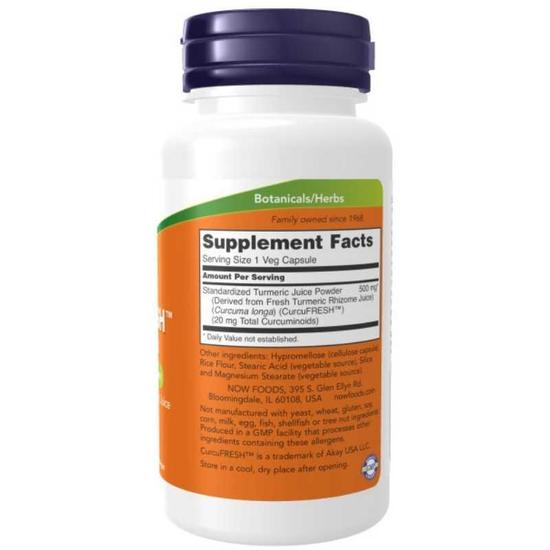 NOW Foods CurcuFRESH Curcumin Capsules 60 Capsules