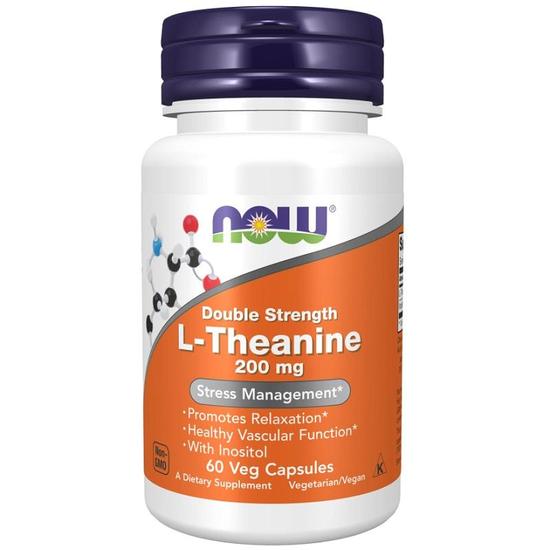 NOW Foods Double Strength L-Theanine 200mg Capsules 60 Capsules