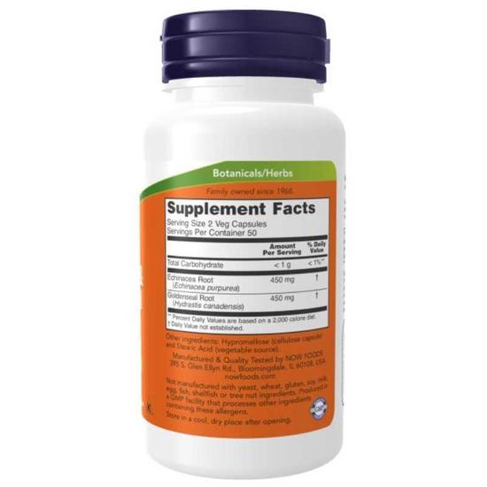 NOW Foods Echinacea & Goldenseal Root Capsules 100 Capsules