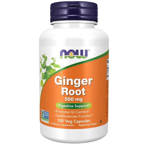 NOW Foods Ginger Root 550mg Capsules 100 Capsules