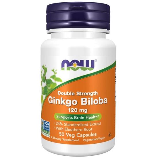 NOW Foods Ginkgo Biloba Double Strength 120mg Capsules 50 Capsules