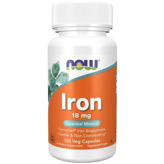 NOW Foods Iron 18mg Capsules 120 Capsules