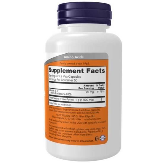 NOW Foods L-Methionine 500mg Capsules 100 Capsules