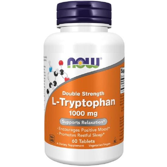 NOW Foods L-Tryptophan 1000mg Double Strength Tablets 60 Tablets