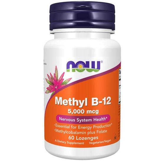 NOW Foods Methyl B-12 With Folic Acid 5000mcg Lozenges 60 Lozenges