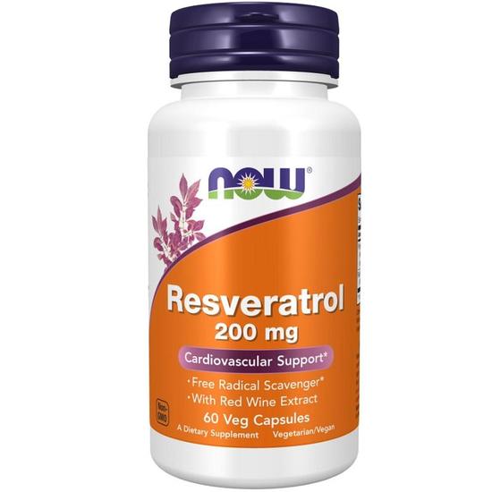 NOW Foods Natural Resveratrol With Red Wine Extract 200mg Capsules 60 Capsules