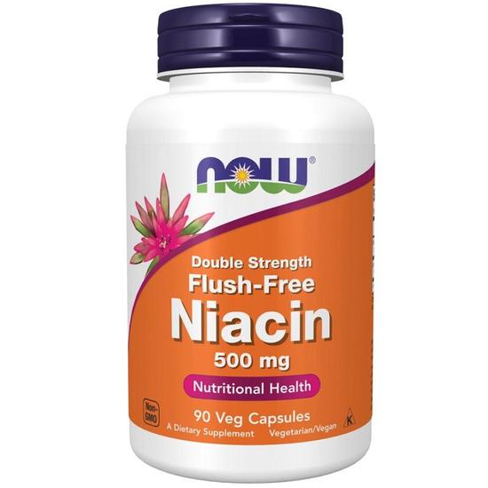 NOW Foods Niacin Flush-Free 500mg Double Strength Capsules 90 Capsules