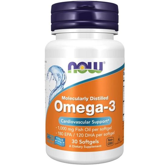 NOW Foods Omega-3 Molecularly Distilled Softgels 30 Softgels