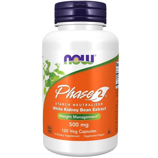 NOW Foods Phase 2 White Kidney Bean Extract 500mg Capsules 120 Capsules