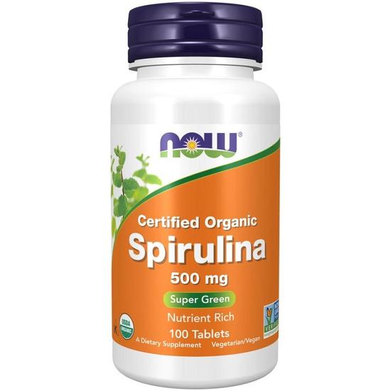 NOW Foods Spirulina Organic 500mg Tablets 100 Tablets