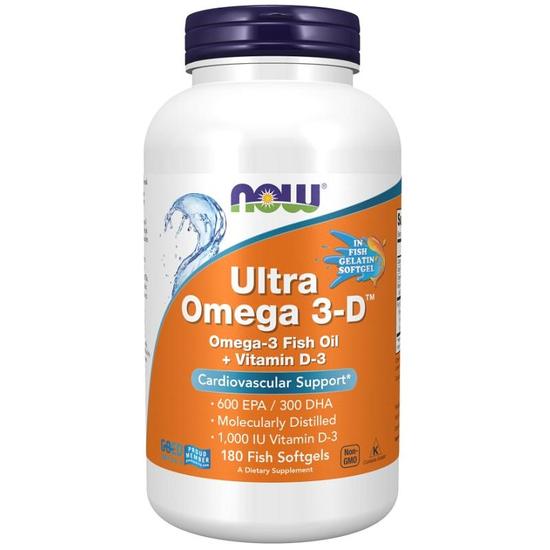 NOW Foods Ultra Omega 3-D With Vitamin D-3 Softgels 180 Softgels