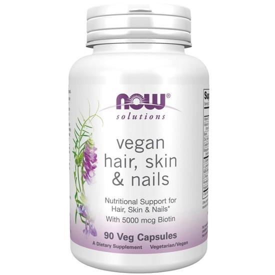 NOW Foods Vegan Hair Skin & Nails Capsules 90 Capsules