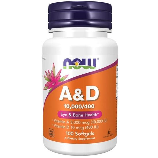 NOW Foods Vitamin A & D 10000/400iu Softgels 100 Softgels