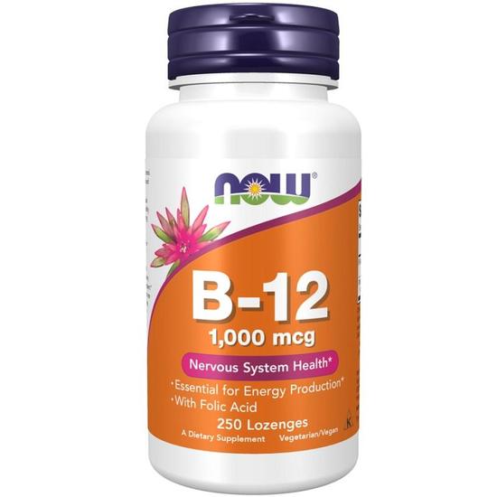 NOW Foods Vitamin B-12 With Folic Acid 1000mcg Lozenges 250 Lozenges