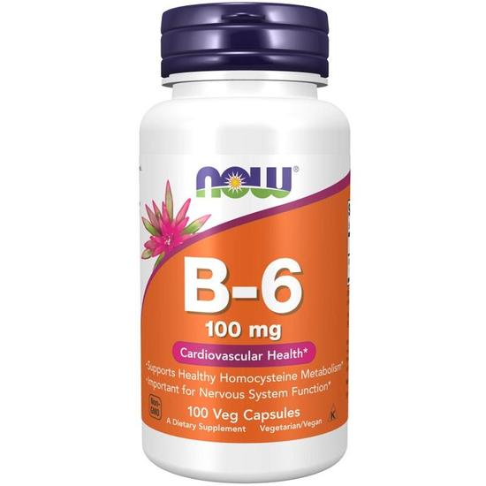 NOW Foods Vitamin B-6 100mg Capsules 100 Capsules