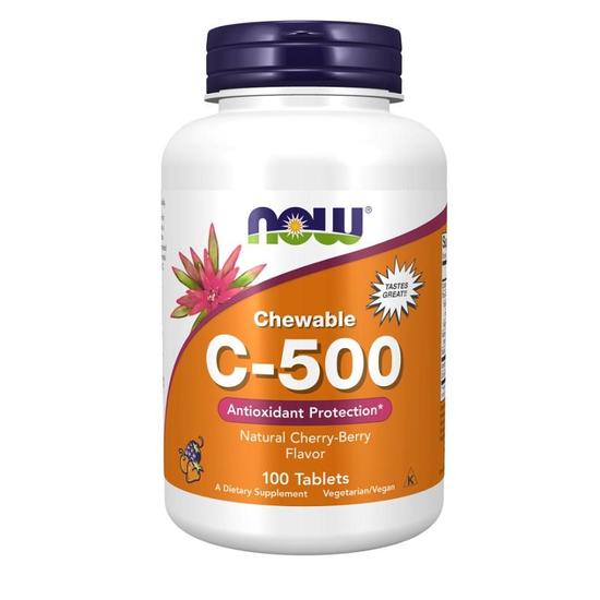 NOW Foods Vitamin C- Chewables Cherry-Berry Tablets 100 500 chewables