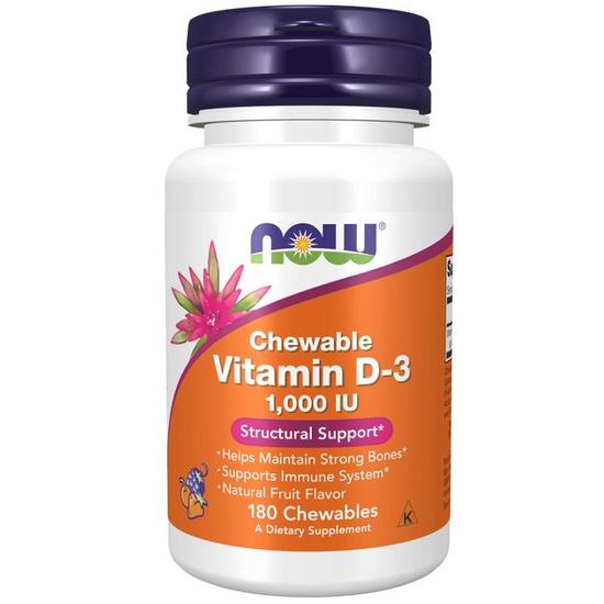 NOW Foods Vitamin D-3 1000iu Chewables 180 Chewables