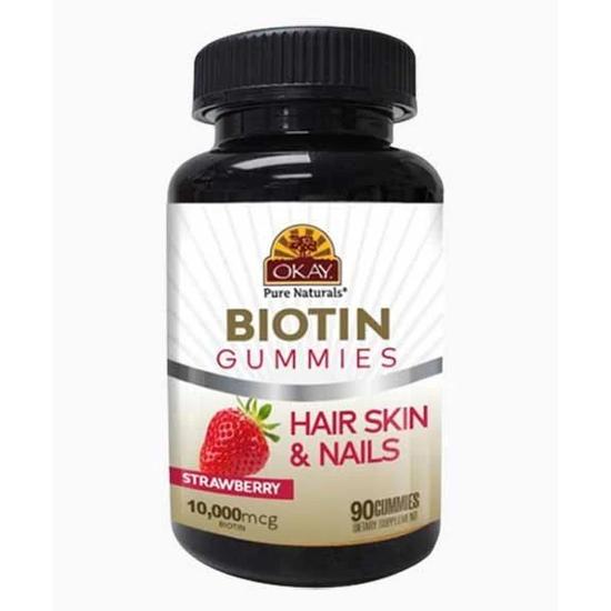 Okay Biotin Hair Skin & Nails Strawberry Gummies 90 Gummies