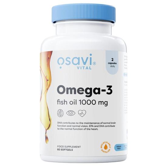 Osavi Omega-3 Fish Oil Molecularly Distilled 1000mg Softgels 60 Softgels