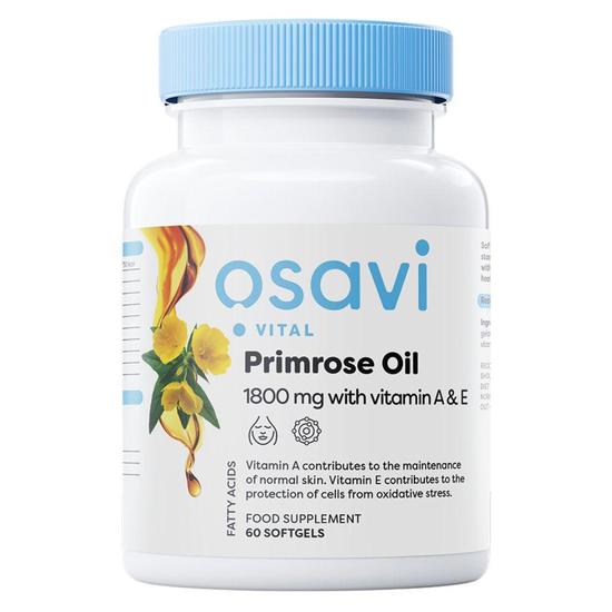 Osavi Primrose Oil With Vitamin A & E 1800mg Softgels 60 Softgels