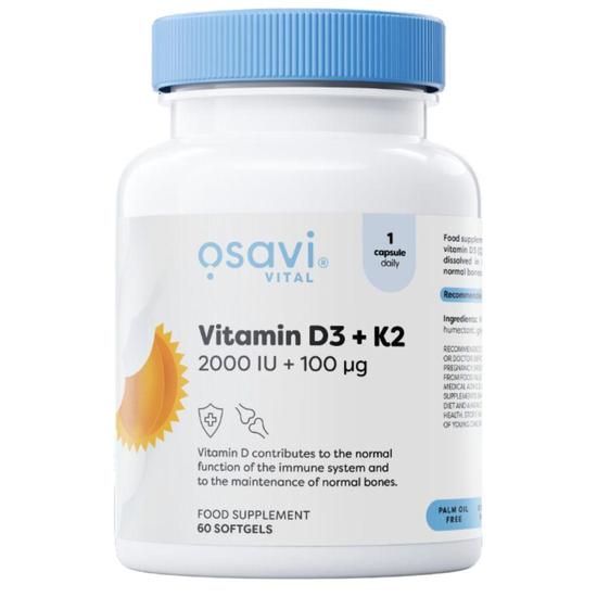 Osavi Vitamin D3 + K2 2000iu + 100mcg Softgels 60 Softgels