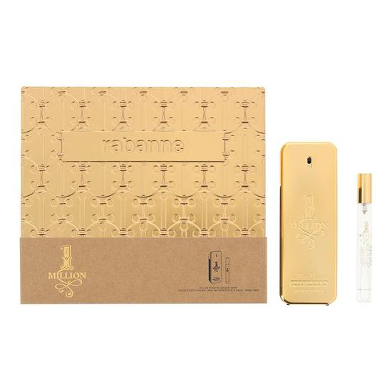 Paco Rabanne 1 Million Eau De Toilette 100ml + 10ml Travel Spray Gift Set 100ml