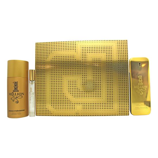 Paco Rabanne 1 Million Gift Set 100ml Eau De Toilette + 150ml Deodorant Spray + 10ml Eau De Toilette