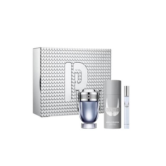 Paco Rabanne Invictus Eau De Toilette Men's Aftershave Gift Set Spray 100ml With Deodorant & 10ml Eau De Toilette