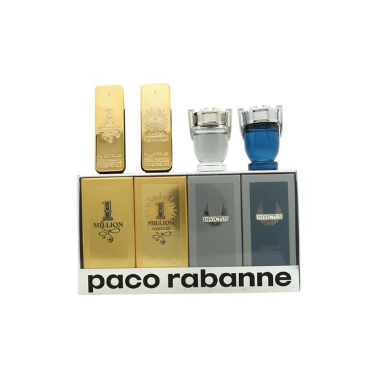 Paco Rabanne Miniatures For Him Gift Set 5ml 1 Million Eau De Toilette + 5ml 1 Million Elixir Eau De Parfum + 5ml Invictus Eau De Toilette + 5ml Phantom Eau De Toilette