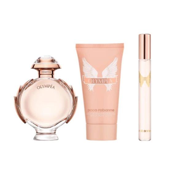 Paco Rabanne Olympea Eau De Parfum Women's Perfume Gift Set Spray 50ml With Body Lotion & 10ml Mini