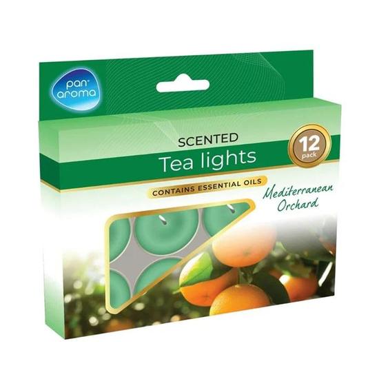 Pan Aroma Scented Tea Lights Mediterranean Orchard 12pcs