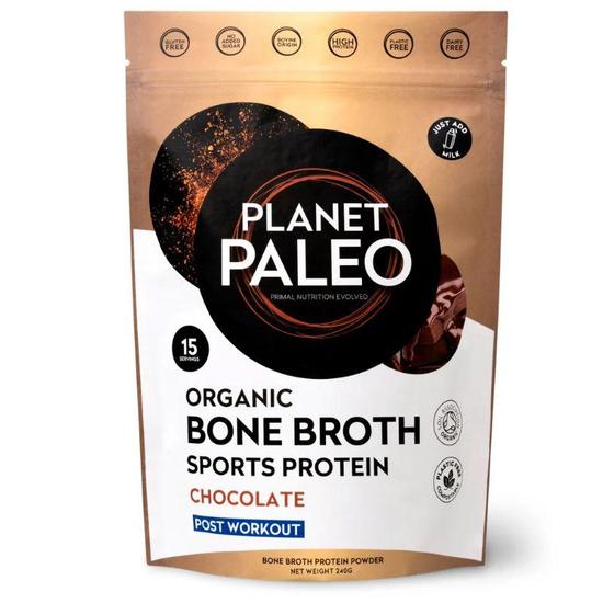 Planet Paleo Organic Bone Broth Sports Protein Chocolate 240g