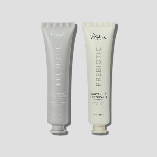 Polished London Prebiotic Whitening Toothpaste Coconut Cream + Vanilla Swirl Duo Pack