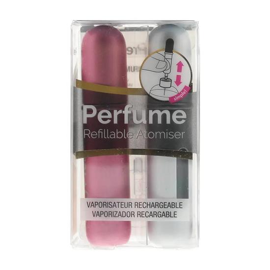 Pressit Refillable Perfume Bottles Pink Silver