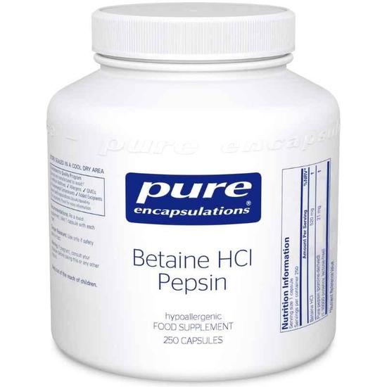 Pure Encapsulations Betaine HCl Pepsin Capsules 250 Capsules