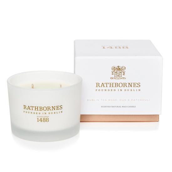 Rathbornes 1488 Classic 2 Wick Dublin Tea Rose, Oud & Patchouli Scented Candle