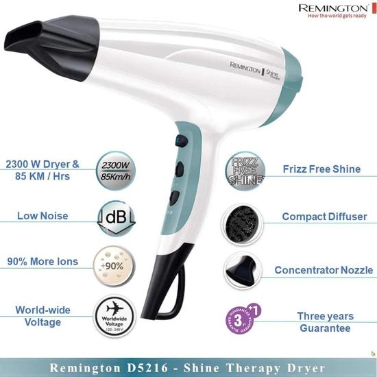 Remington Shine Therapy Hair Dryer D5216 Black