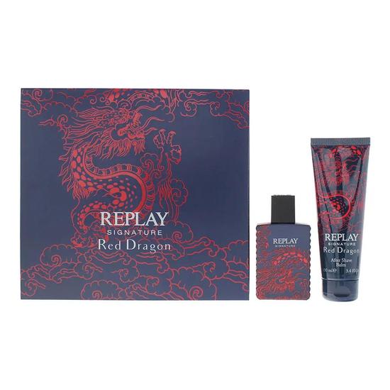 Replay Signature Red Dragon For Man Gift Set: Eau De Toilette 50ml Aftershave 100ml 2 Piece